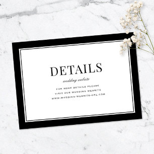 Elegant Black Vintage Typography Wedding Details Enclosure Card