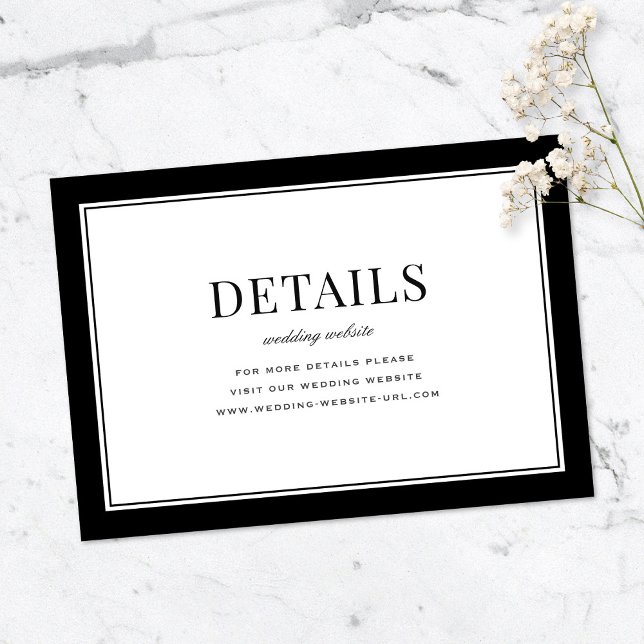 Elegant Black Vintage Typography Wedding Details Enclosure Card (Creator Uploaded)