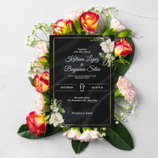 elegant black vintage wedding invitation