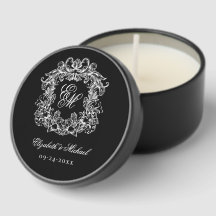 Elegant Black Vintage Wedding Monogram Crest