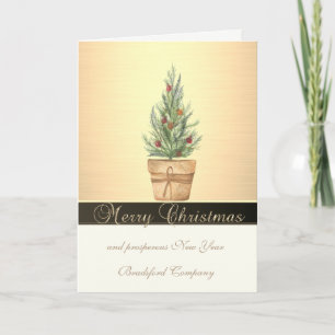 Elegant Black,Watercolor Christmas Tree,Corporate Holiday Card