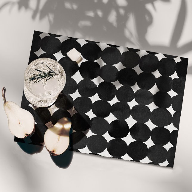 Elegant black watercolor dots placemat (Creator Uploaded)