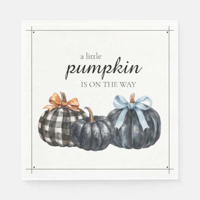 Elegant Black Watercolor Pumpkins Baby Shower  Napkins (Front)