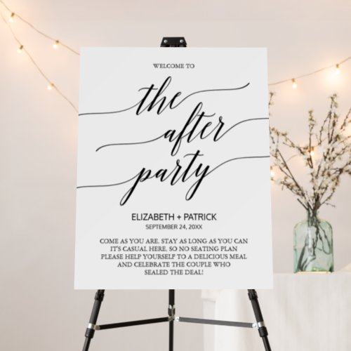 Elegant Black Wedding After Party Welcome Foam Board