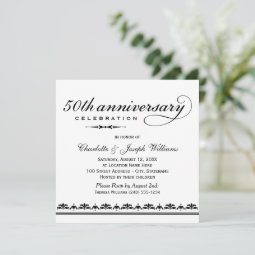 Elegant Black Wedding Anniversary Celebration Invitation | Zazzle