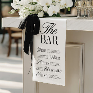 Elegant Black Wedding Bar Menu Reception Decor Banner