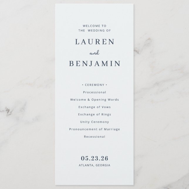 Elegant Black Wedding Ceremony Program (Front)