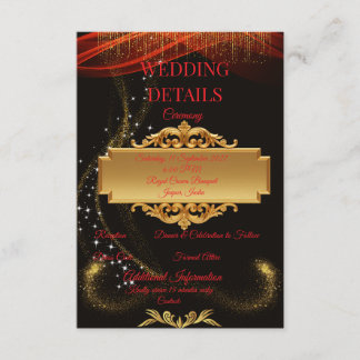Elegant Black Wedding Details Card GOLD DESIGN