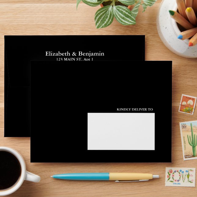 Elegant Black Wedding Envelope (Desk)