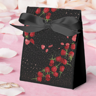 Elegant Black Wedding Favor Bag with Red Roses – R Boxes