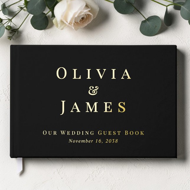 Elegant Black Wedding Foil Guest Book (Elegant Black Wedding Foil Guest Book)