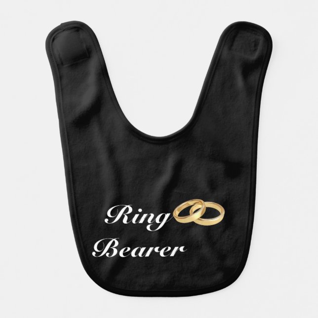 Elegant Black Wedding Gold Rings | Ring Bearer Baby Bib (Front)