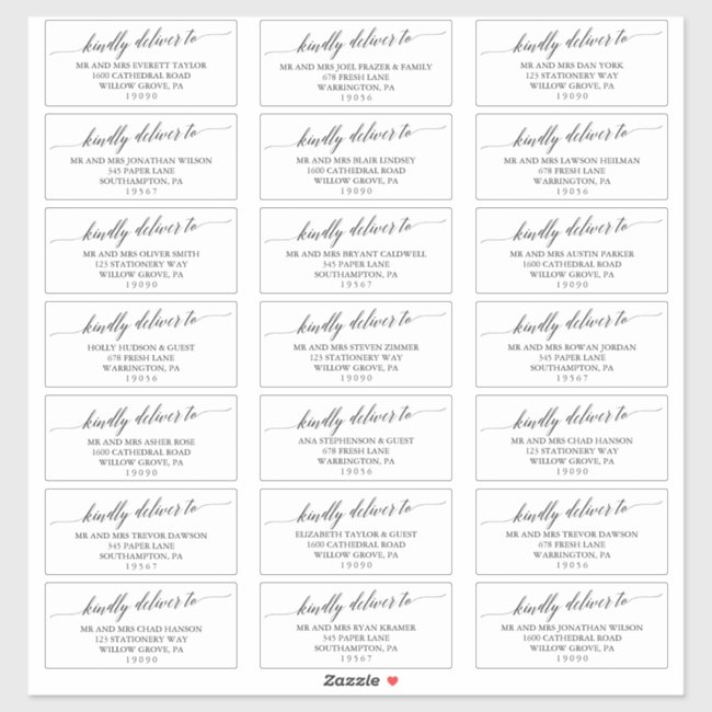 Elegant Black Wedding Guest Address Labels