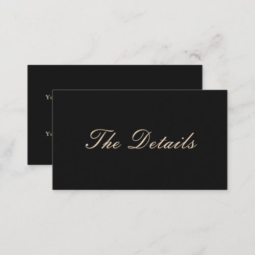 Elegant Black Wedding Guest Details Enclosure Card