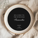 Elegant Black Wedding Guest Names Place Card<br><div class="desc">Elegant Solid Black Classic Wedding Guest Place Card Menu double printed with personalized guest name on the front and menu on the back.</div>
