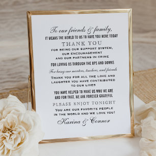 Elegant Black Wedding Guest Thank You Poster