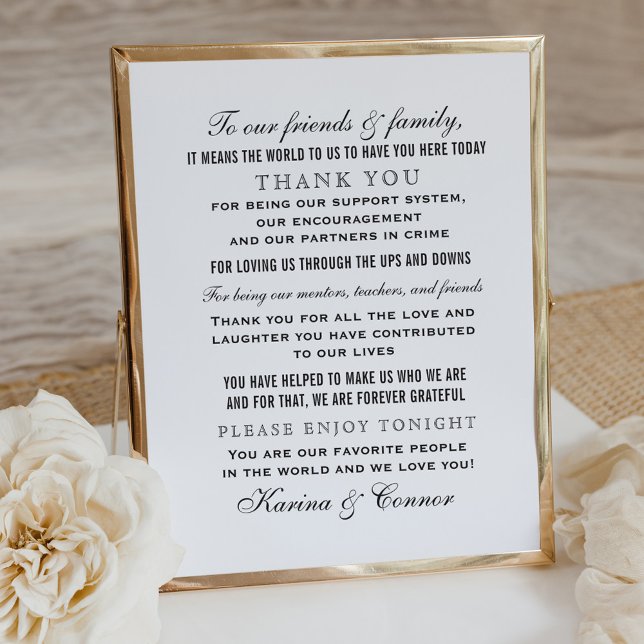 Elegant Black Wedding Guest Thank You Poster (Creator Uploaded)
