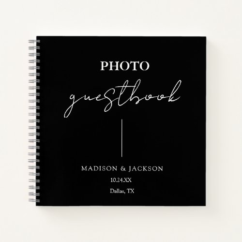 Elegant Black Wedding Guestbook Notebook