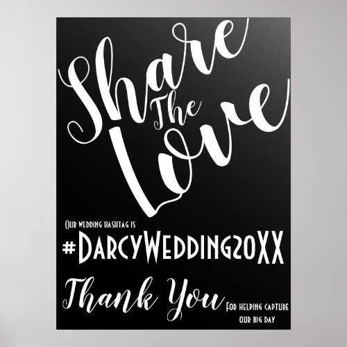 Elegant Black Wedding Hashtag Sign