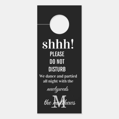 Elegant Black Wedding Hotel Do Not Disturb  Door Hanger