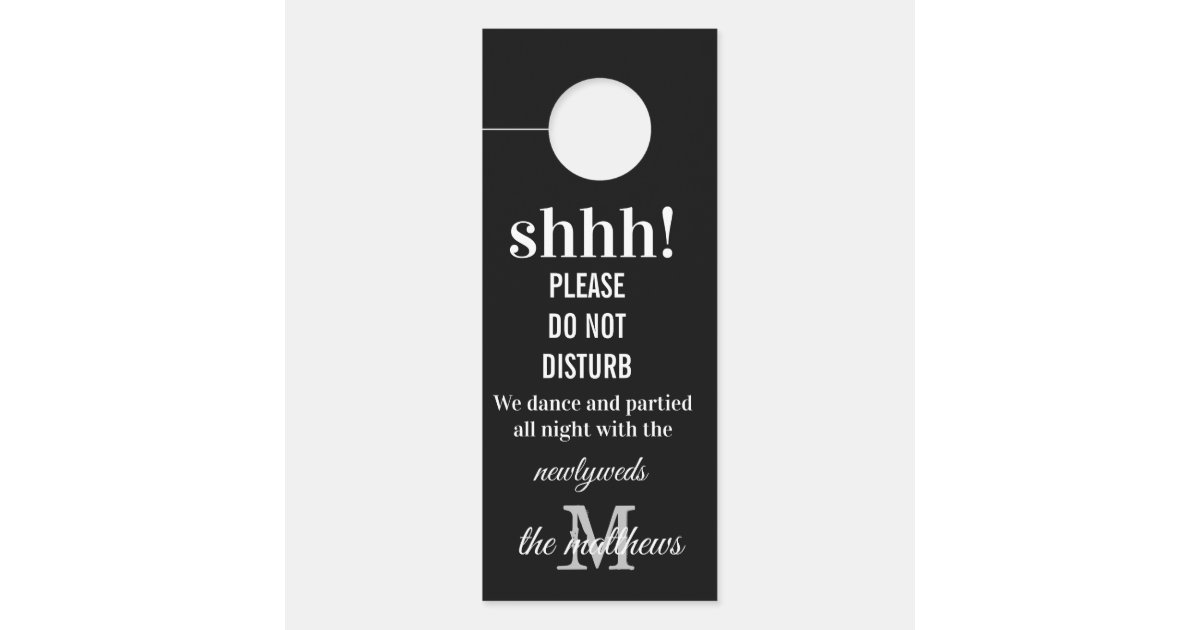 Elegant Black Wedding Hotel Do Not Disturb Door Hanger | Zazzle