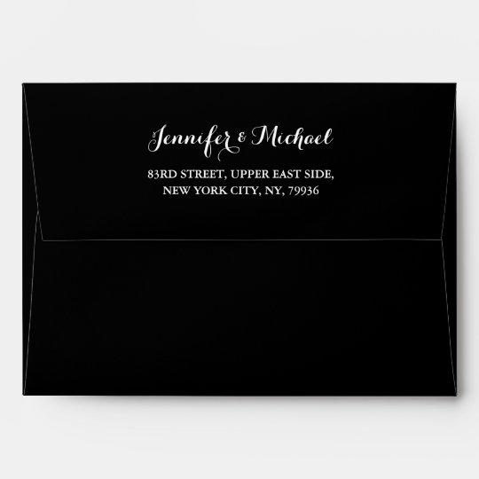 Elegant Black Wedding Invitation Pre Addressed 5x7 Envelope Zazzle