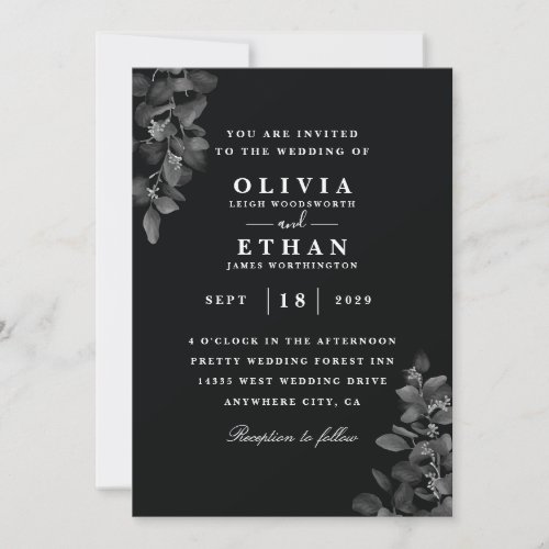 Elegant black wedding invitations