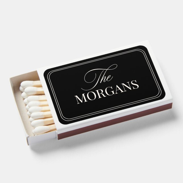 Elegant Black Wedding Matchboxes (Front Open)