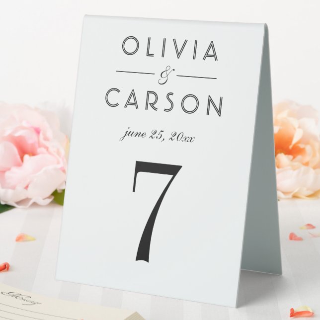 Elegant Black Wedding Monogram Table Number Tent (In SItu (Wedding))