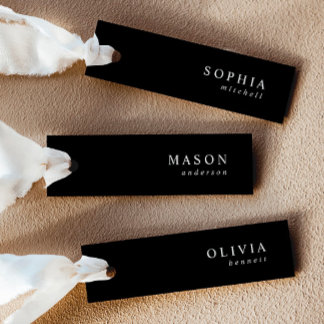 Elegant Black Wedding Name Place Cards