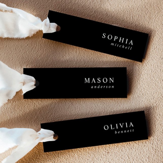 Elegant Black Wedding Name Place Cards (Creator Uploaded)