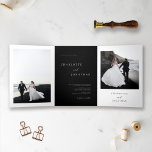 Elegant Black Wedding Photo Tri-Fold Invitation<br><div class="desc">Elegant Black Wedding Photo Tri-Fold Invitation</div>