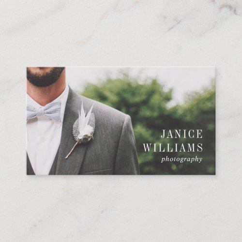 Elegant black wedding photography modern minimal business card