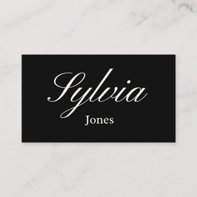 Elegant black wedding place cards for dinner table (Front)