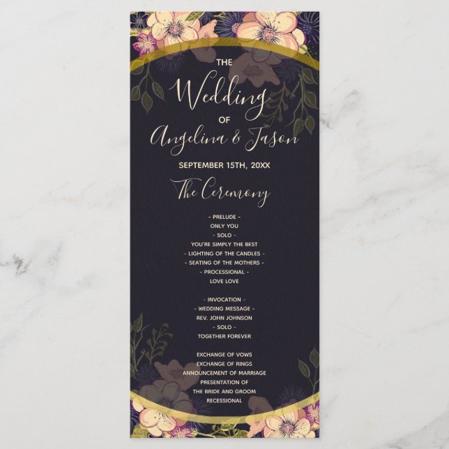 Elegant Black Wedding Program (Front)