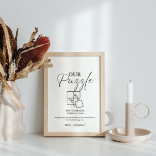 Elegant Black Wedding Puzzle Guestbook Sign