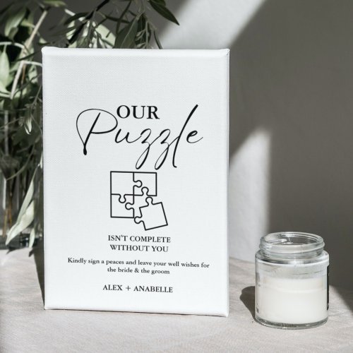 Elegant Black Wedding Puzzle Guestbook Sign