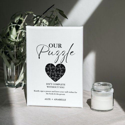 Elegant Black Wedding Puzzle Guestbook Sign