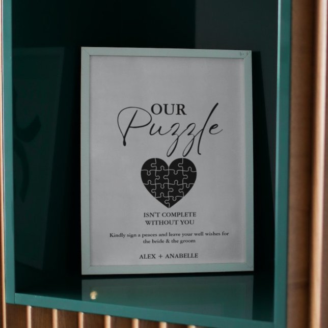 Elegant Black Wedding Puzzle Guestbook Sign (Creator Uploaded)