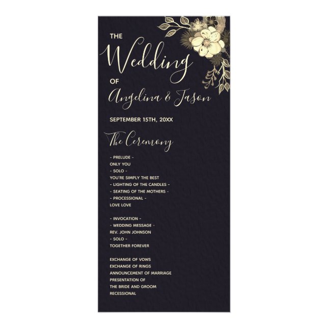 Elegant Black Wedding Rack Card (Front)