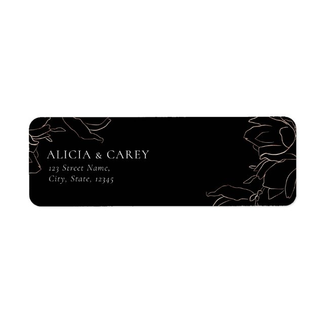 Elegant Black Wedding Return Address  Label (Front)