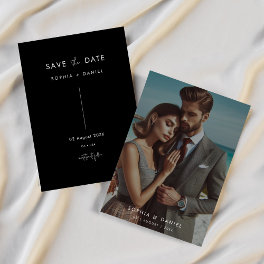 Elegant Black Wedding Save The Date Photo Invitation
