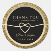Elegant Black Wedding Thank You Classic Round Sticker | Zazzle