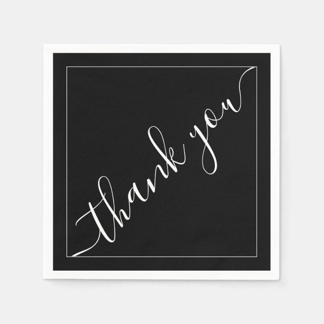 Elegant Black Wedding | Thank You Reception  Napkins (Front)