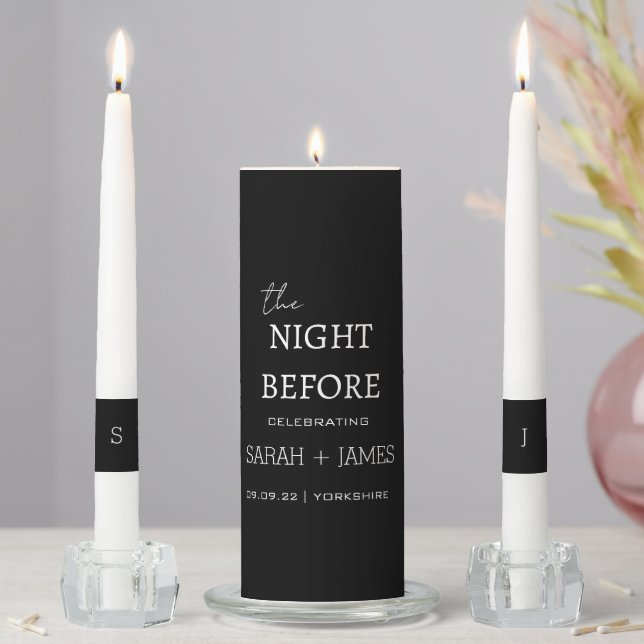 Elegant Black Wedding The Night Before Unity Candle Set (In Situ)