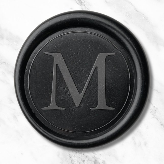 Elegant Black Wedding  Wax Seal Sticker (Black Monogrammed Seal)