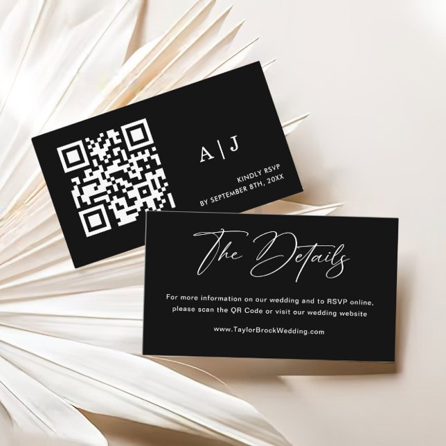 Elegant Black Wedding Website Details Enclosure Card (Creator Uploaded)