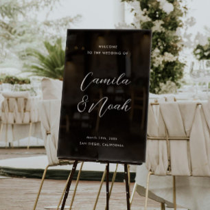 Elegant Black Wedding Welcome  Acrylic Sign