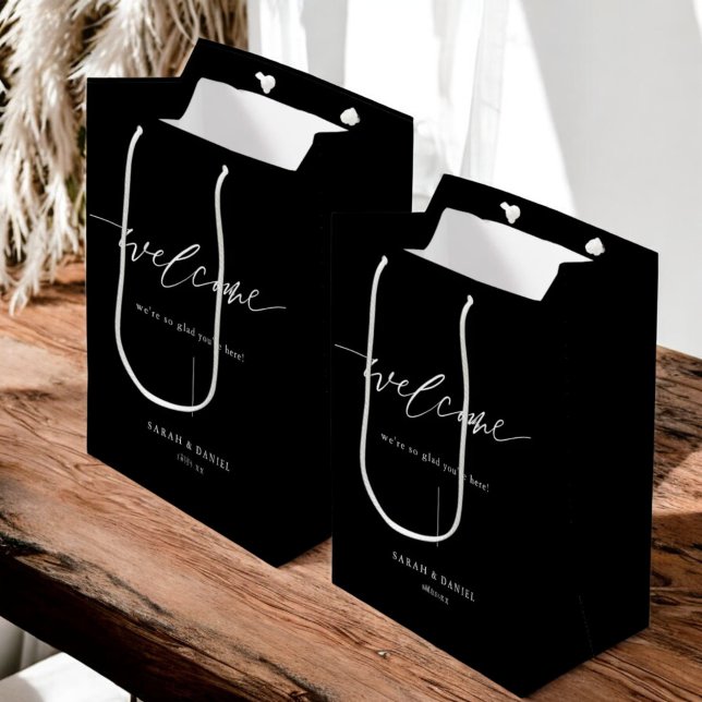 Elegant Black Wedding Welcome Favors  Medium Gift Bag (Creator Uploaded)