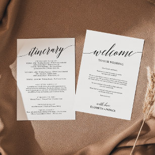 Elegant Black Wedding Welcome Letter & Itinerary